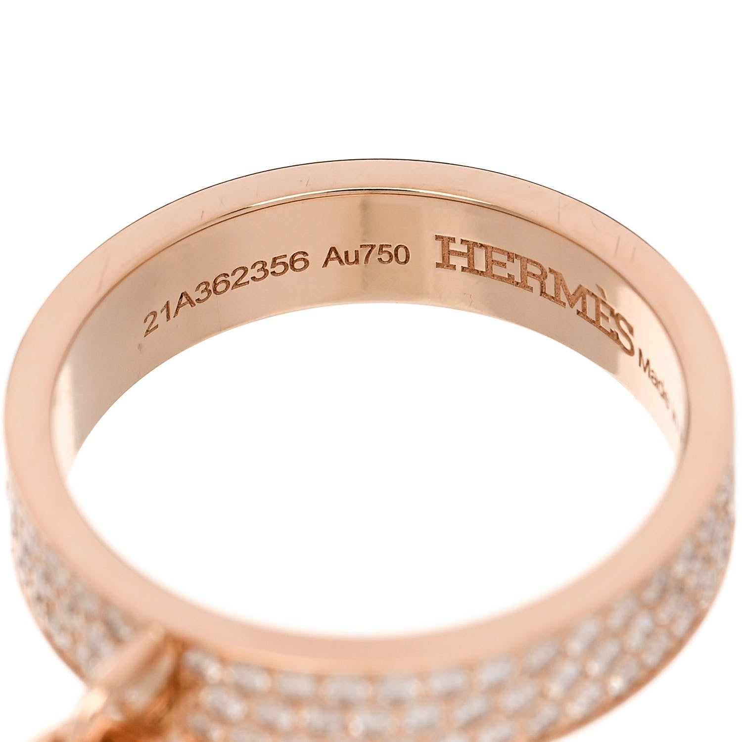 Hermes 18K Rose Gold Diamond MM Kelly Clochette Ring 51 5.75 4 of 5