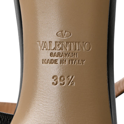 Valentino Garavani Pebbled Calfskin Rockstud Cross Strap 50mm Mules 39.5 Black 8 of 9