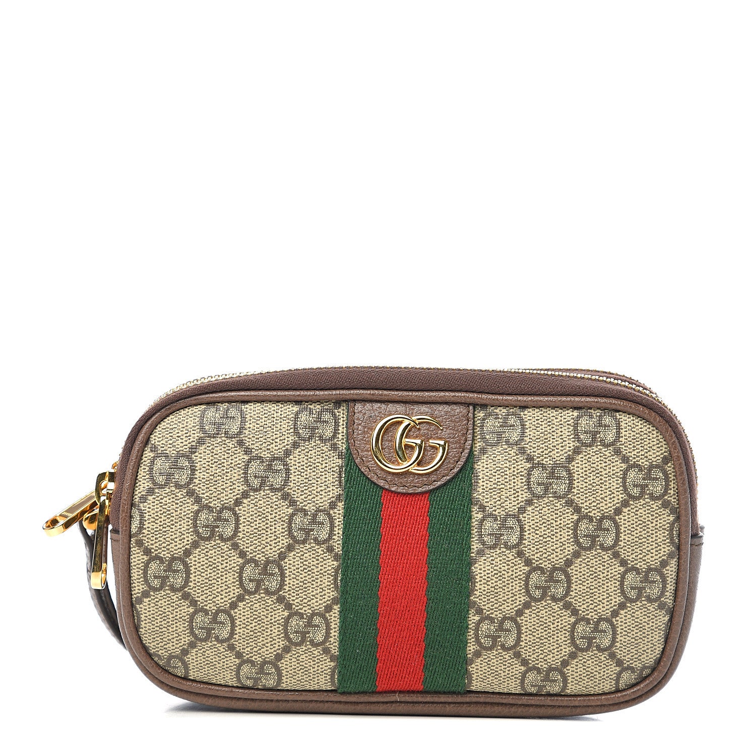 Gucci GG Supreme Monogram Web Ophidia Wristlet Beige New Acero 1 of 7