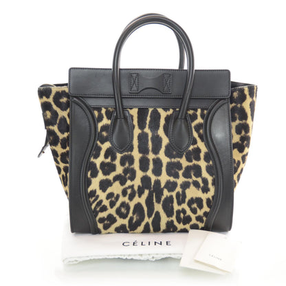 Celine Leopard Pony Hair Mini Luggage Black 3 of 7