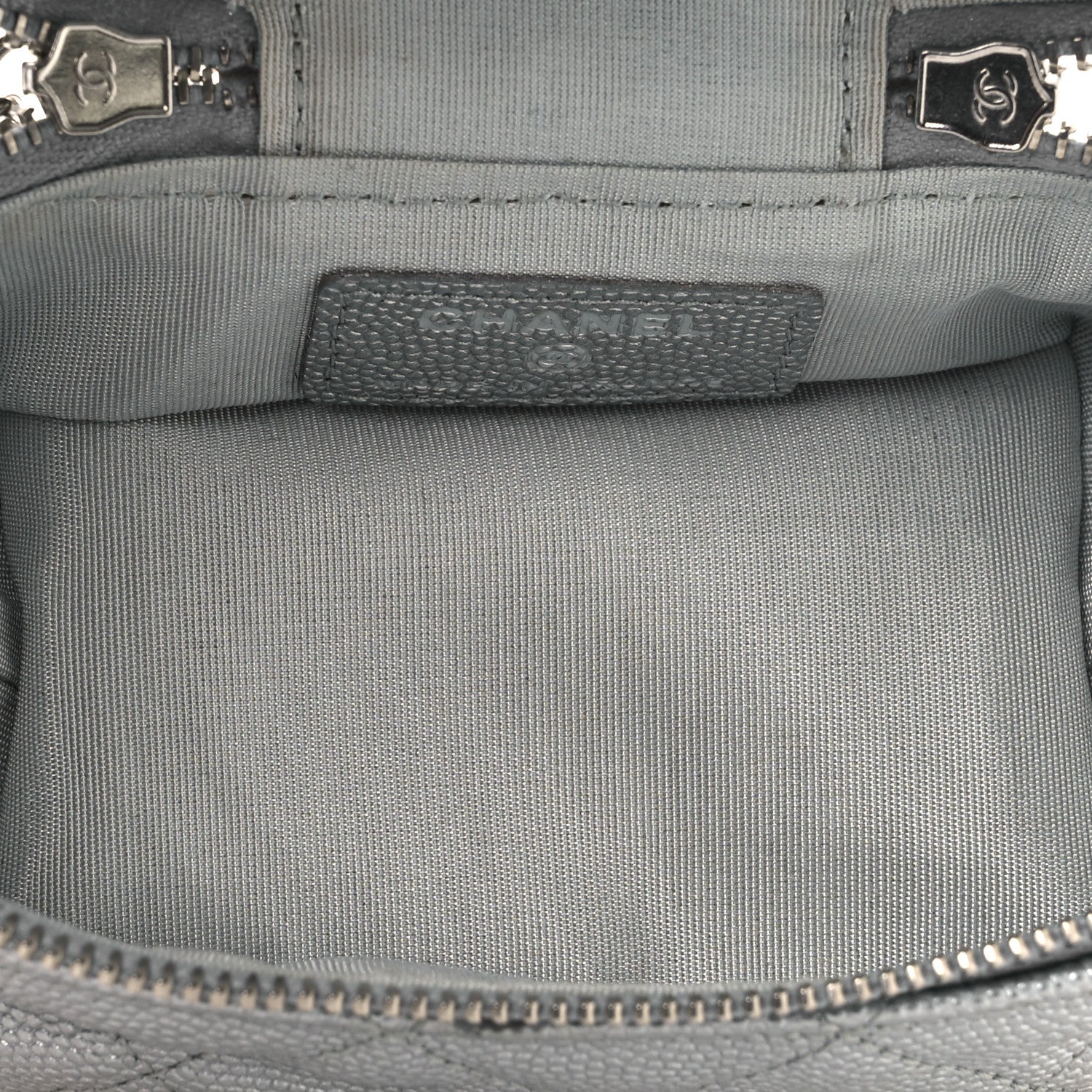 Chanel Metallic Caviar Quilted Mini Top Handle Vanity With Chain Silver 5 of 10