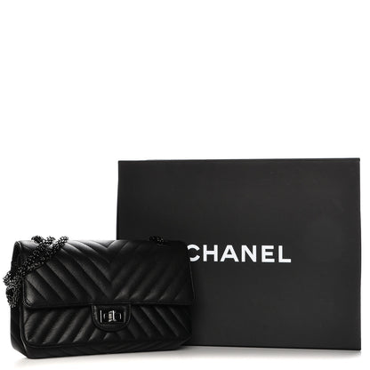 Chanel Sheepskin Chevron Quilted 2.55 Reissue 225 Double Flap So Black 8 of 9