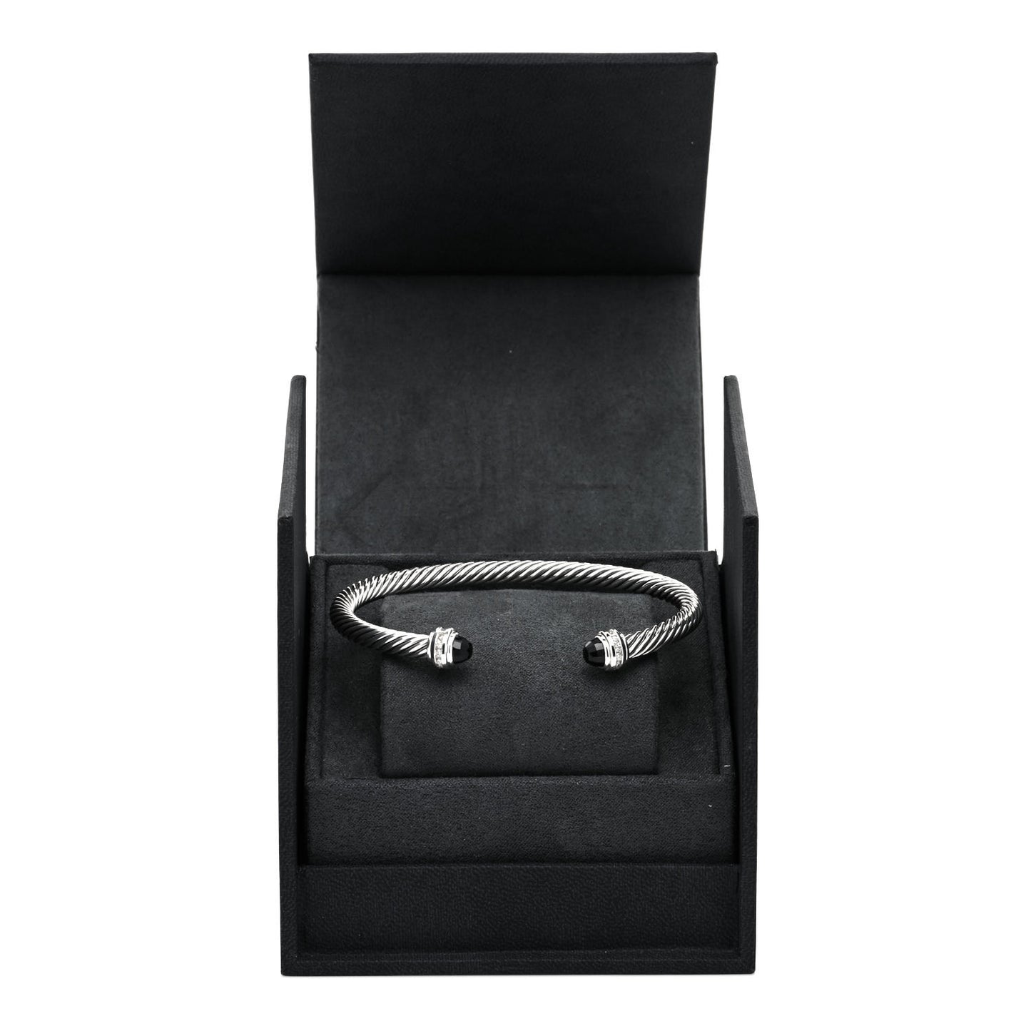 Sterling Silver Diamond Black Onyx 5mm Cable Classics Princess Bracelet