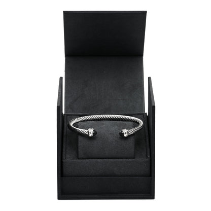 David Yurman Sterling Silver Diamond Black Onyx 5mm Cable Classics Princess Bracelet 4 of 4