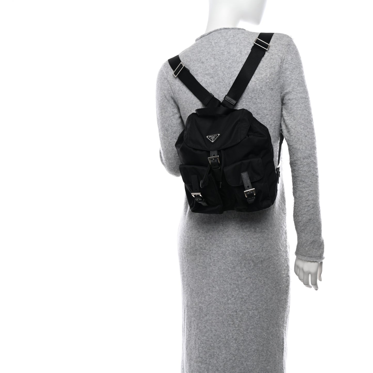 Tessuto Nylon Saffiano Small Backpack Black