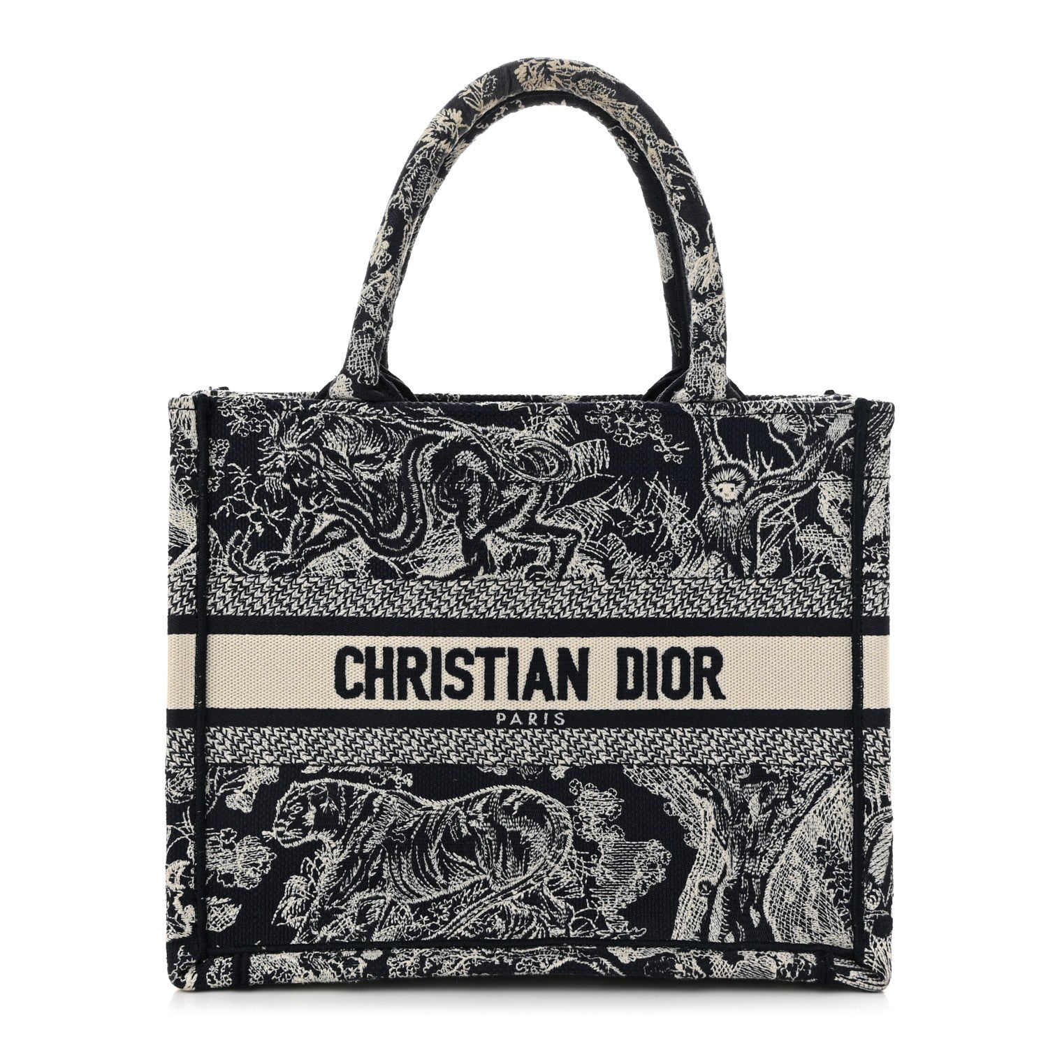 Christian Dior Canvas Embroidered Small Dioriviera Toile De Jouy Book Tote Blue 1 of 10