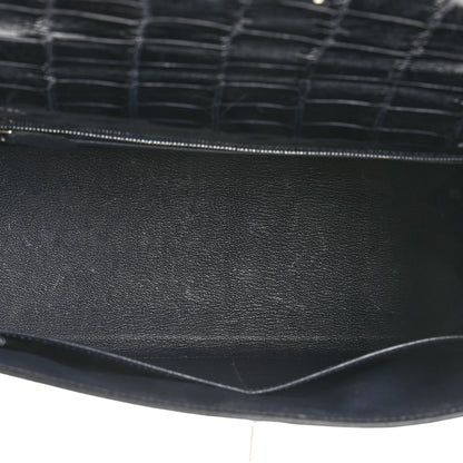 Hermes Shiny Niloticus Crocodile Kelly Sellier 28 Bleu Abysse 5 of 17