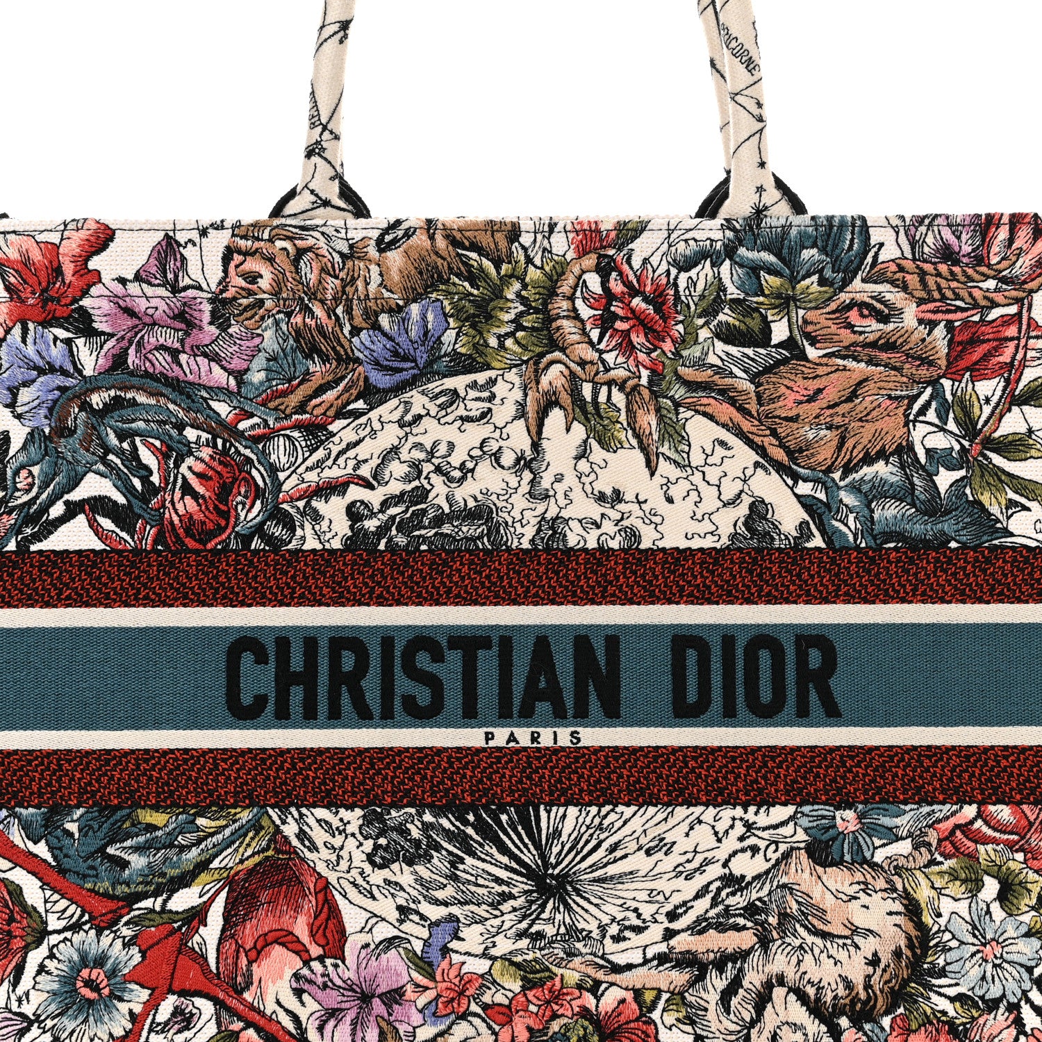 Christian Dior Canvas Embroidered Large Zodiac Book Tote Latte Multicolor 8 of 10