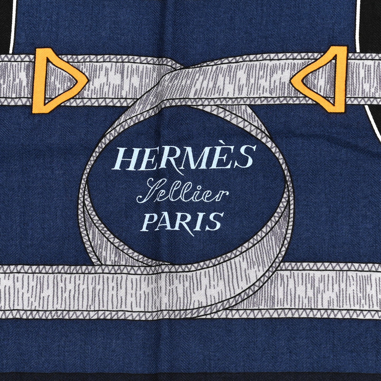 Cashmere Silk Eperon D'Or Shawl 140 Marine Miel Gris