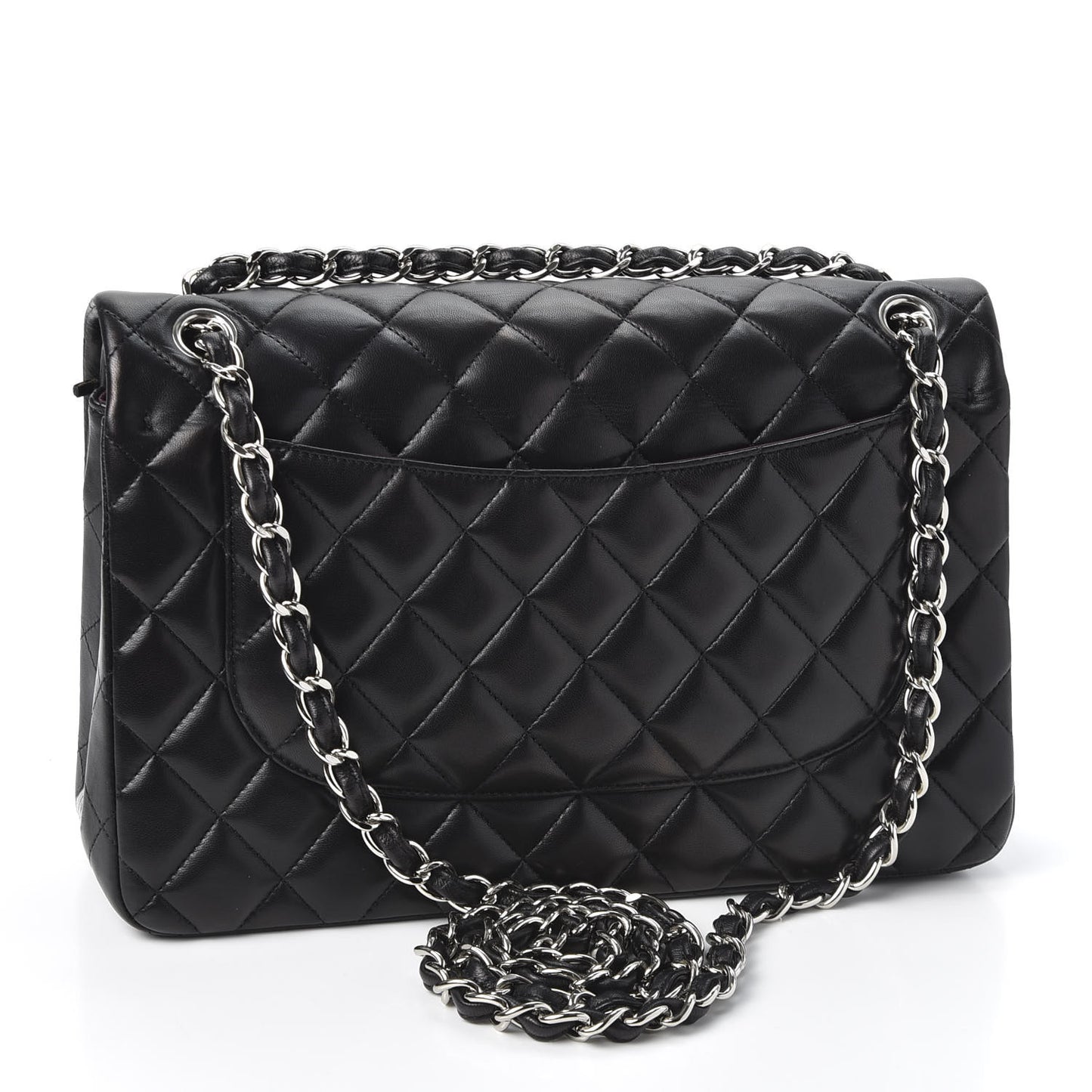 Lambskin Quilted Jumbo Double Flap Black