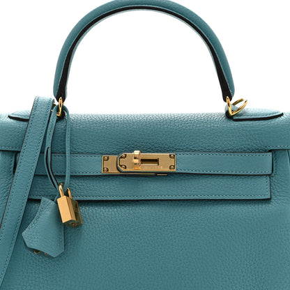Hermes Togo Kelly Retourne 28 Bleu Atoll 15 of 21