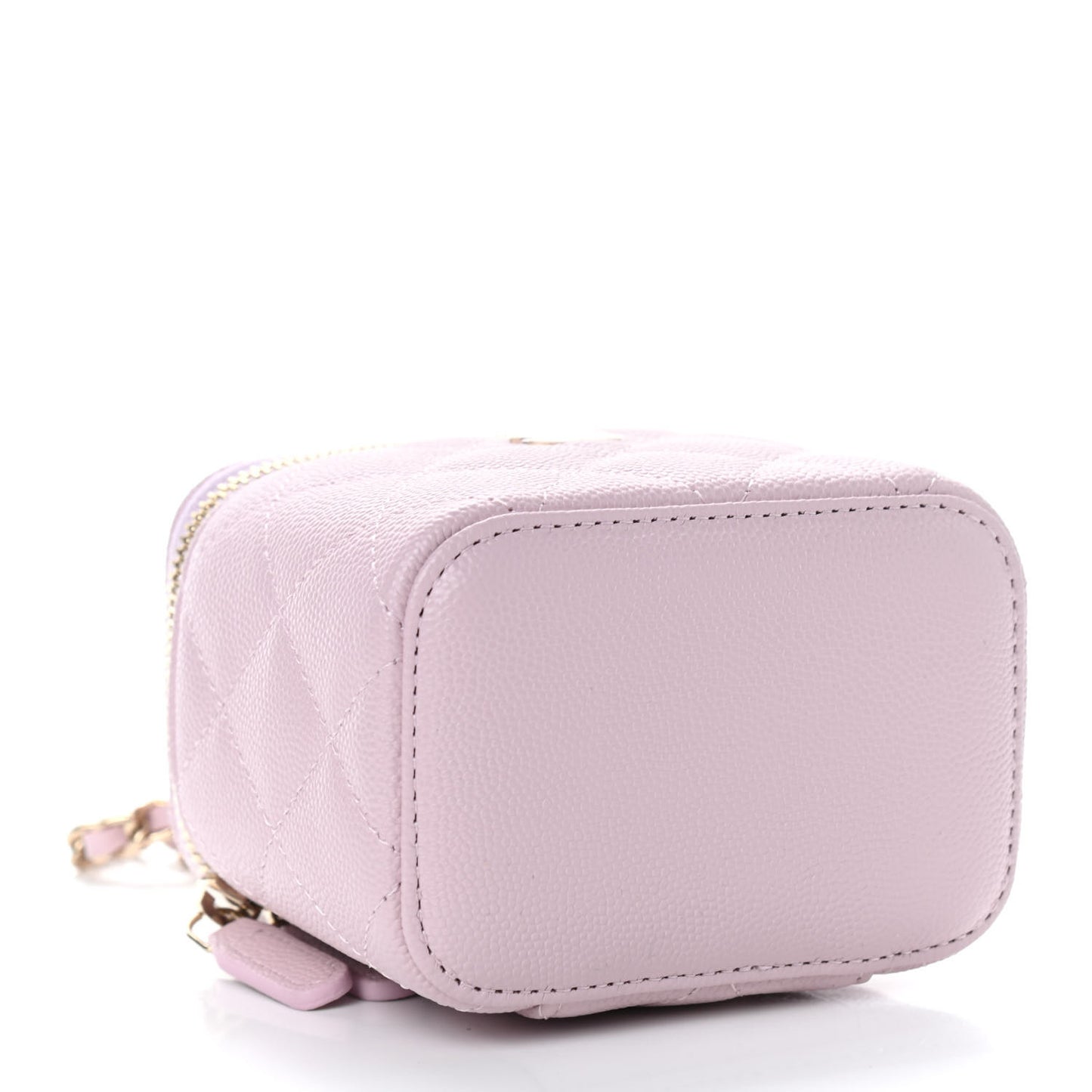 Caviar Quilted Mini Vanity Case With Chain Light Pink