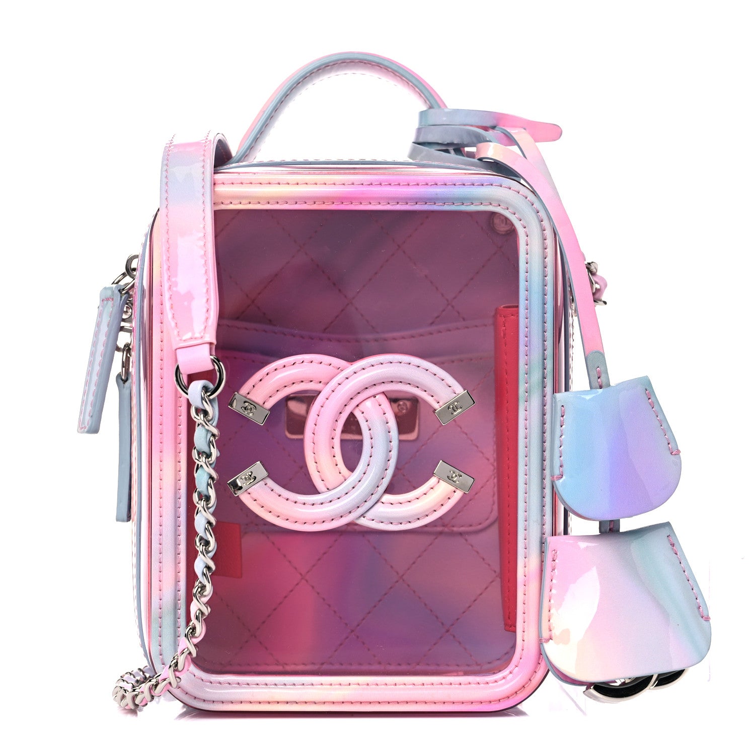 Chanel PVC Patent Calfskin Patent Lambskin Vertical Vanity Case Pink 1 of 15