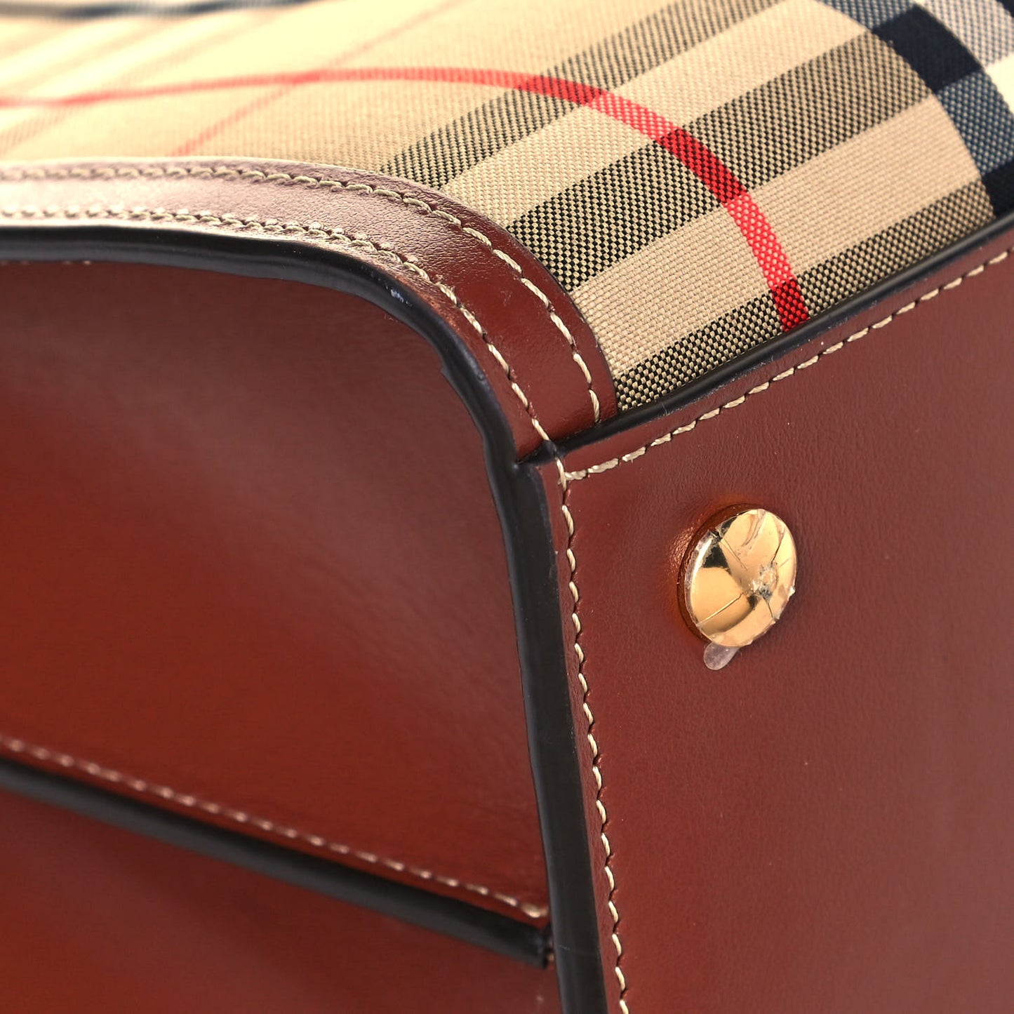 Calfskin Vintage Check Two Handle Title Bag Archive Beige