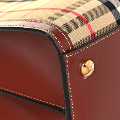 Burberry Calfskin Vintage Check Two Handle Title Bag Archive Beige 9 of 16