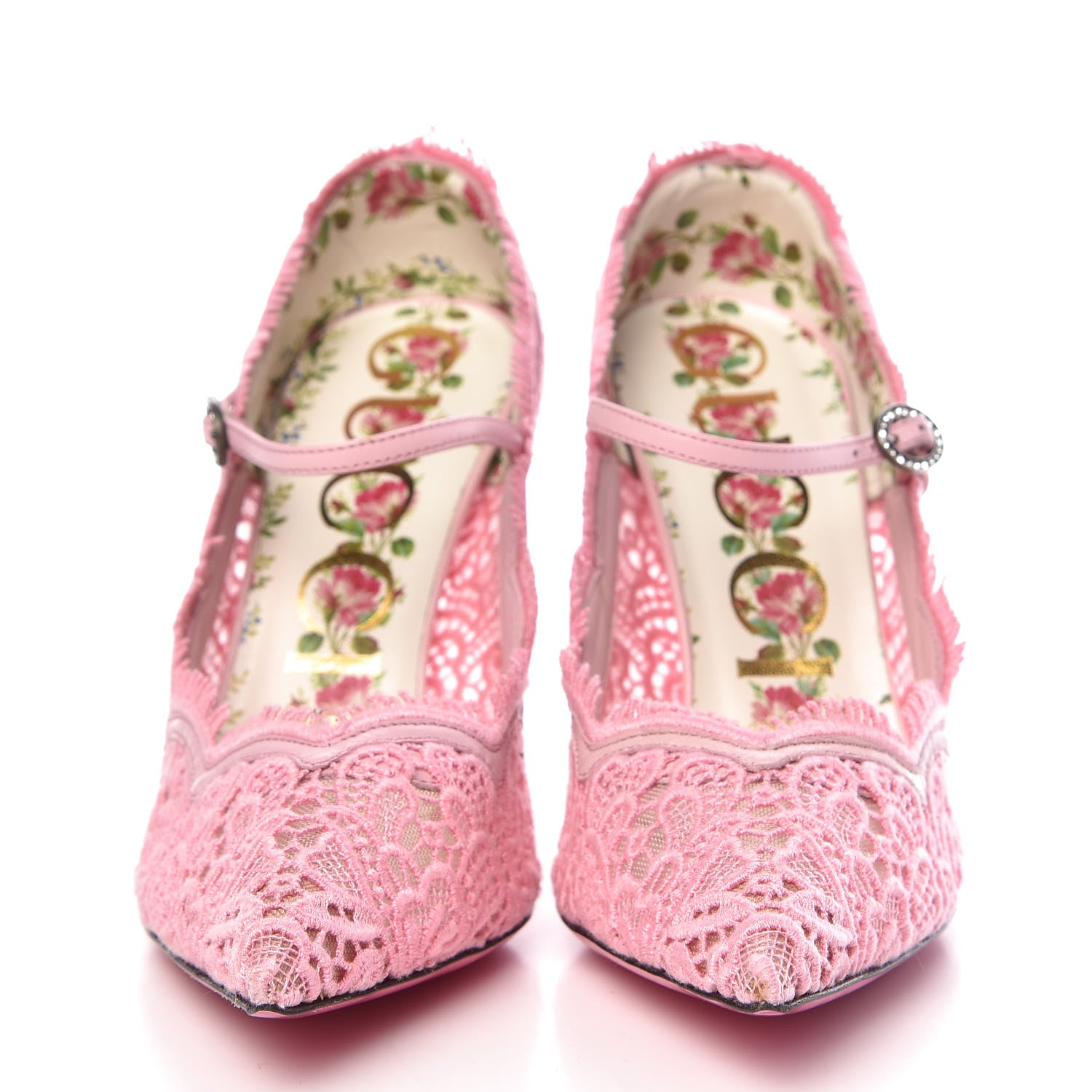 Gucci Lace Pizzo Venice Pumps 37 Sugar Pink 2 of 9