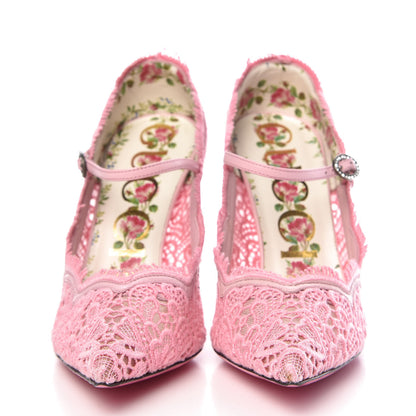 Gucci Lace Pizzo Venice Pumps 37 Sugar Pink 2 of 9