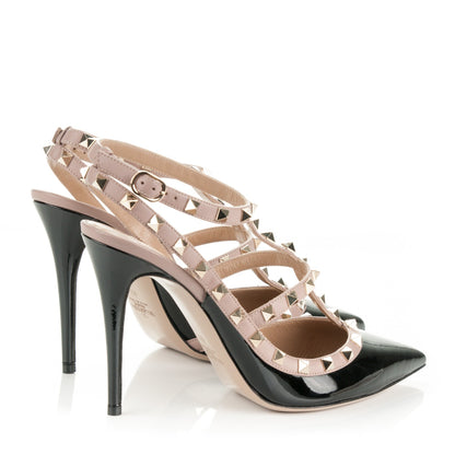 Valentino Garavani Patent Nappa Rockstud Ankle Strap 100mm Pumps 42 Black Poudre 4 of 7