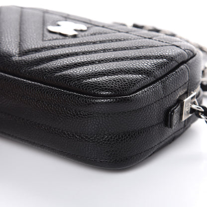 Chanel Caviar Chevron Quilted Camera Case Black 9 of 10