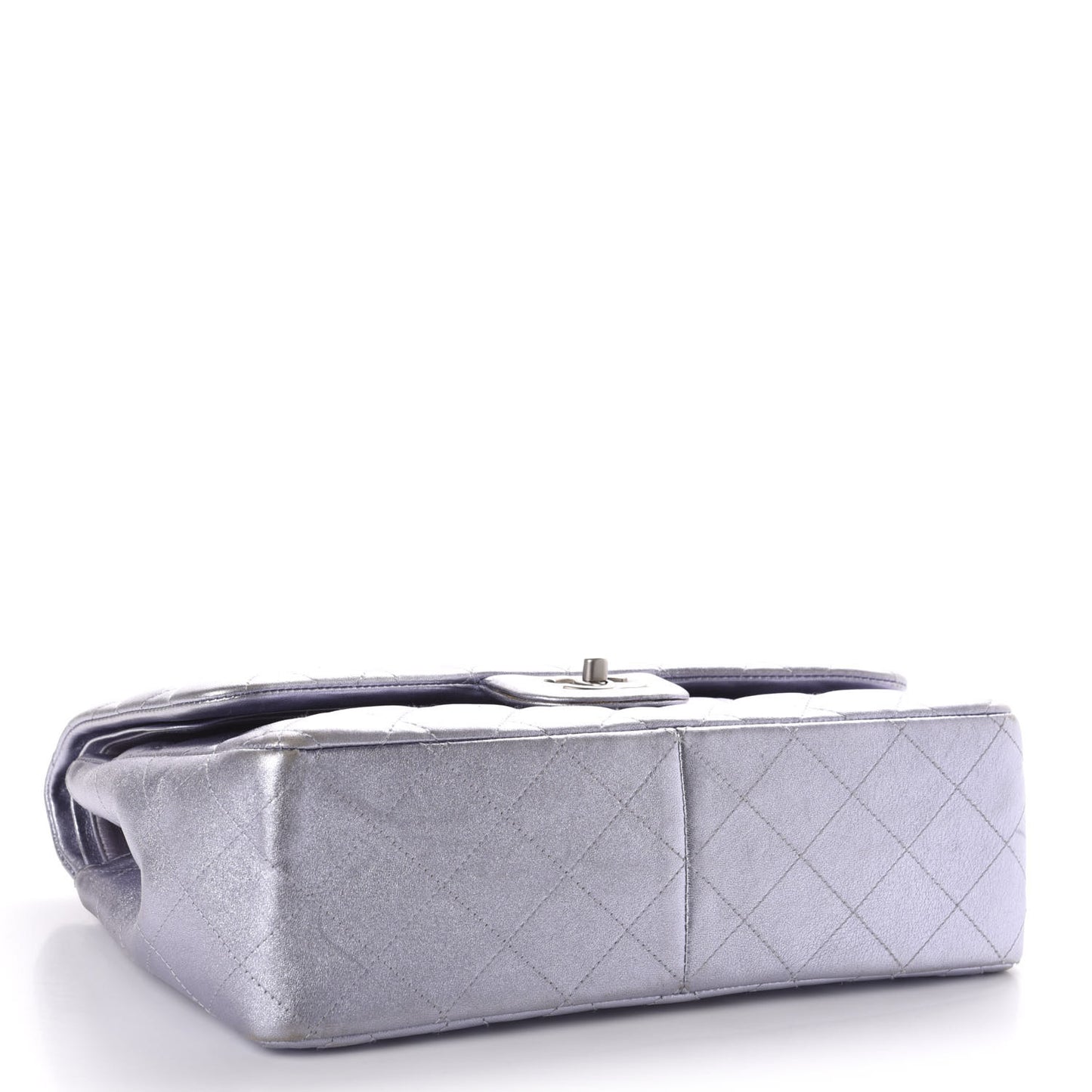Iridescent Lambskin Jumbo Double Flap Light Grey