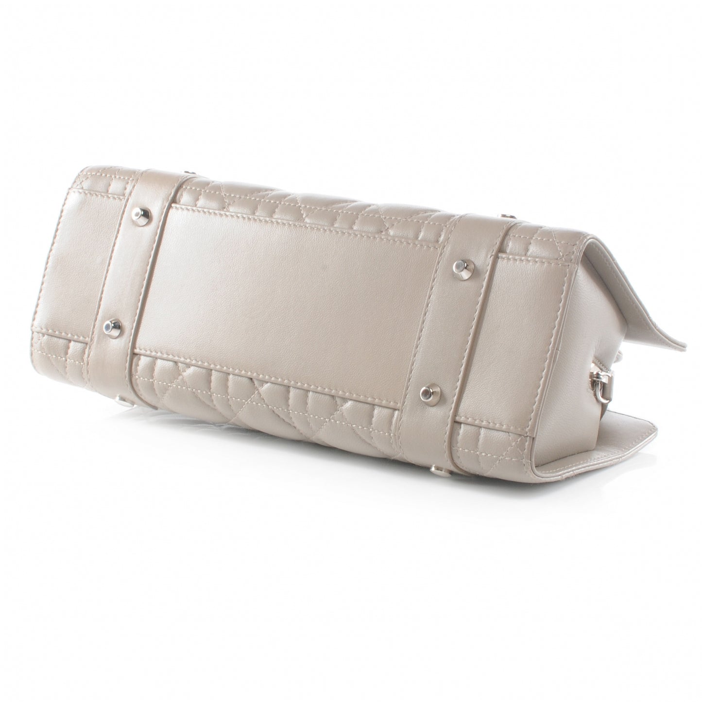 CHRISTIAN DIOR Cannage Quilted Soft Lady Dior East West Bag Taupe