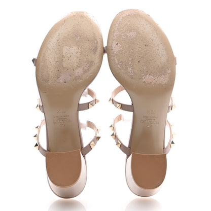 Valentino Garavani Calfskin Rockstud 60mm Caged Slide Sandals 39.5 Poudre 5 of 8