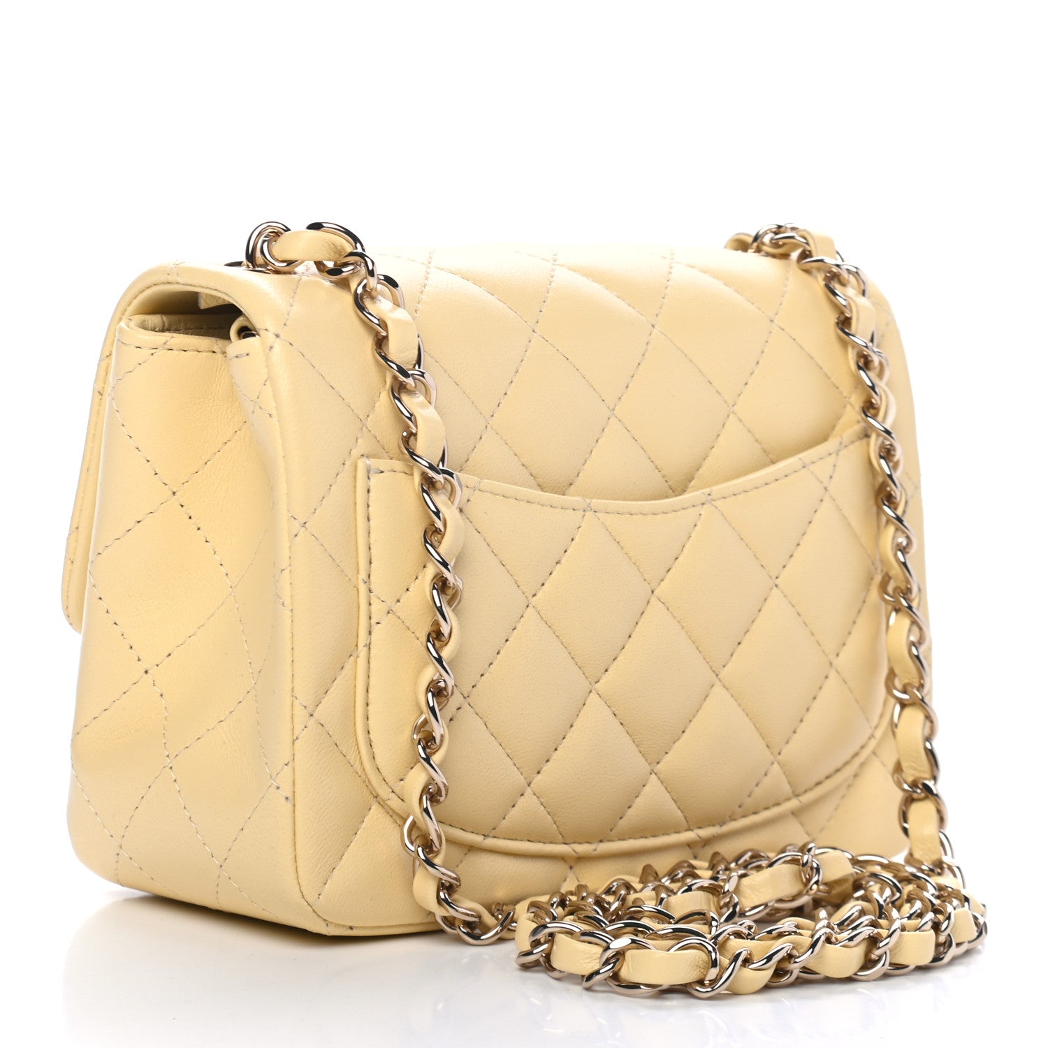 Chanel Lambskin Quilted Mini Square Flap Light Yellow 3 of 4