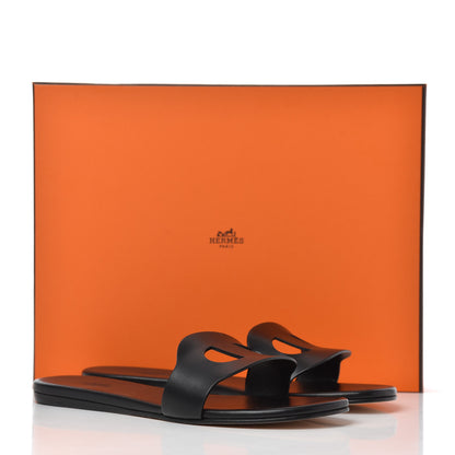Hermes Calfskin Lisboa Sandals 37 Black 13 of 13