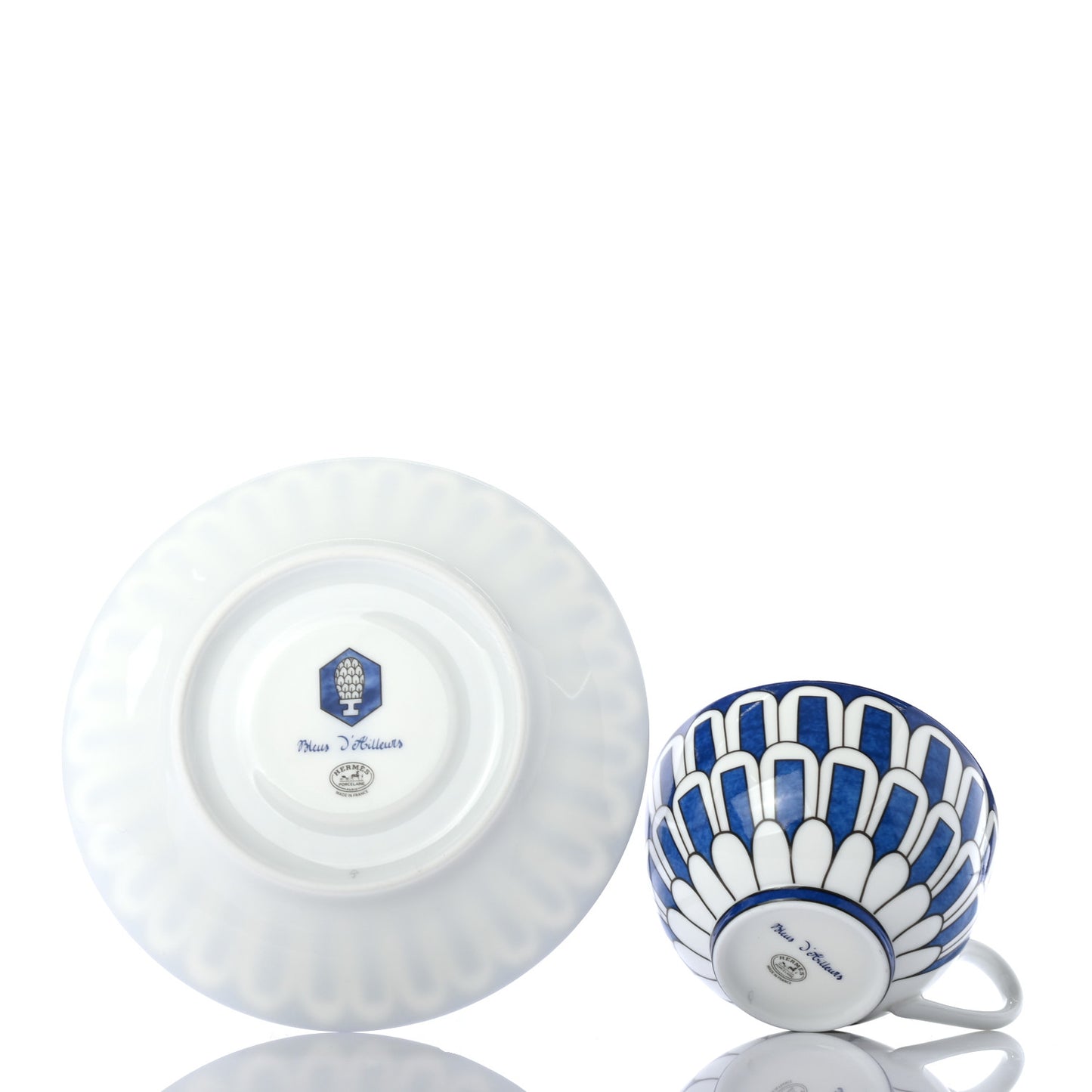 Porcelain Bleus d'Ailleurs Tea Cup And Saucer Set Of 2