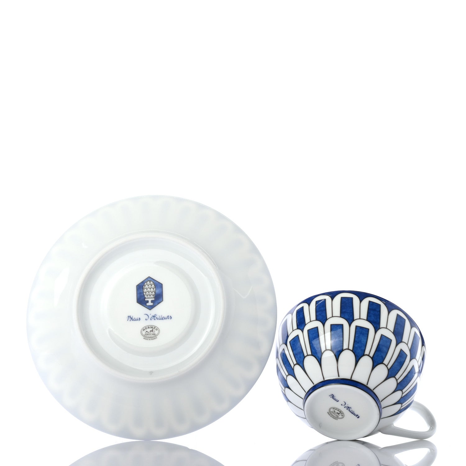 Hermes Porcelain Bleus d'Ailleurs Tea Cup And Saucer Set Of 2 5 of 9