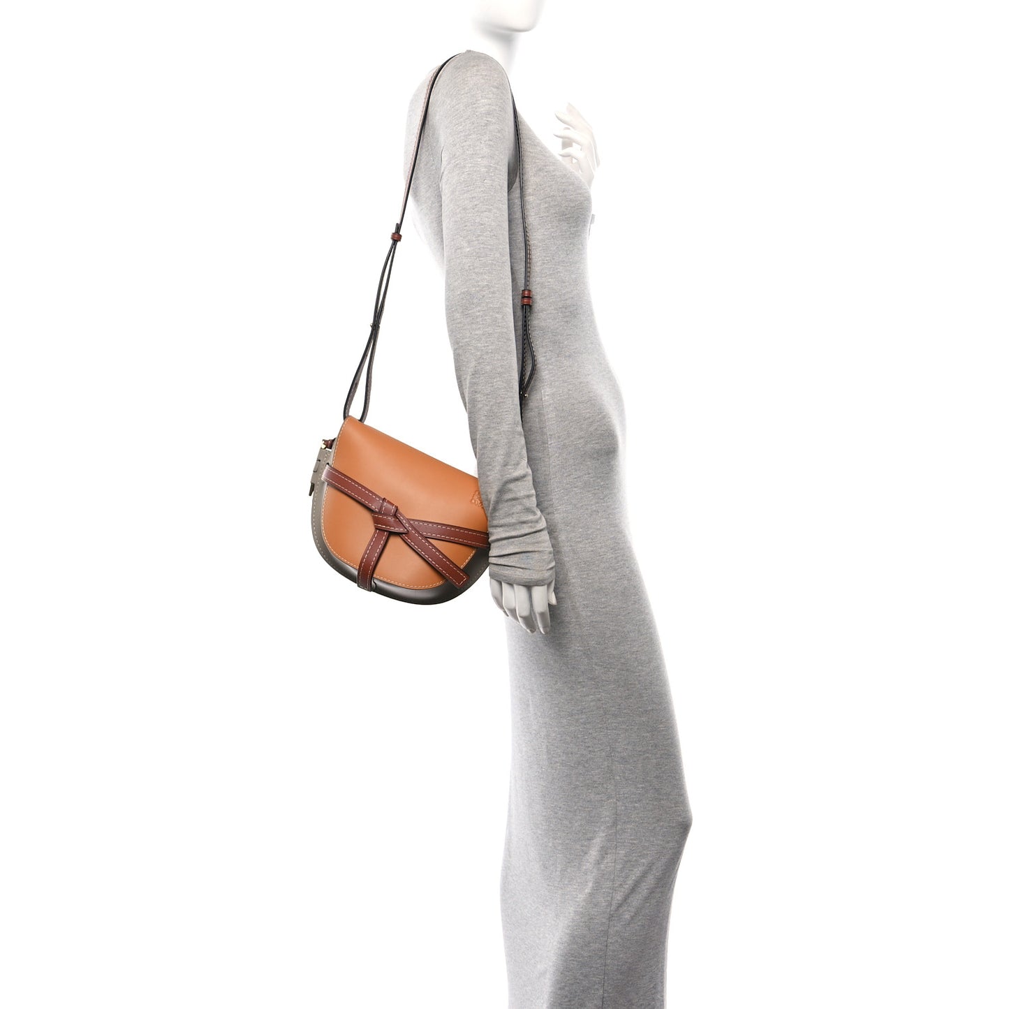 Calfskin Small Gate Crossbody Bag Amber Light Grey Rust