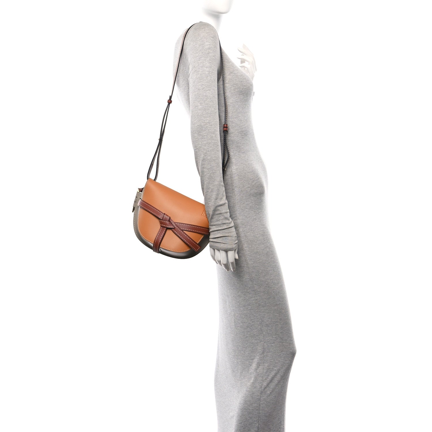 Loewe Calfskin Small Gate Crossbody Bag Amber Light Grey Rust 2 of 9