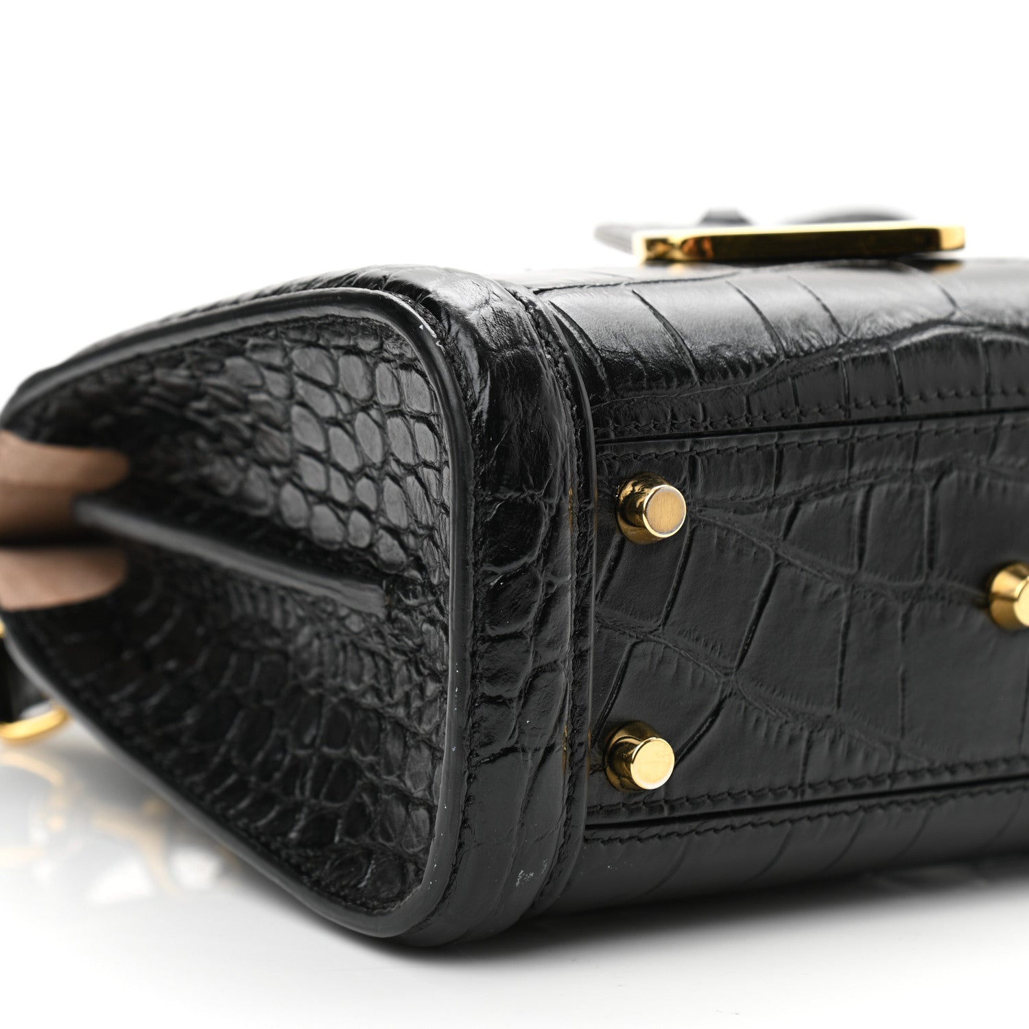 Alexander McQueen Calfskin Crocodile Embossed Mini Heroine 21 Black 9 of 11