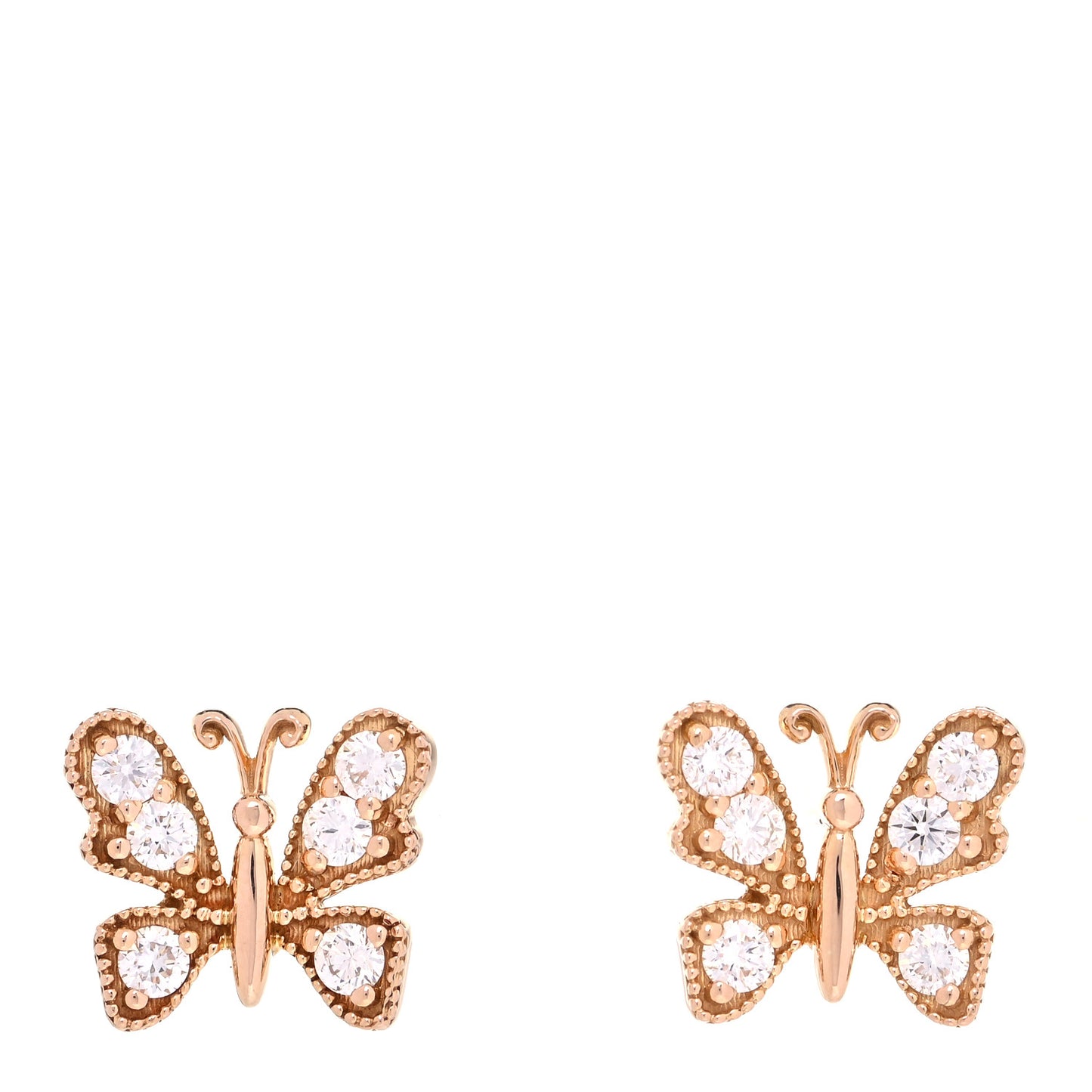 18K Rose Gold Diamond Butterfly Earrings