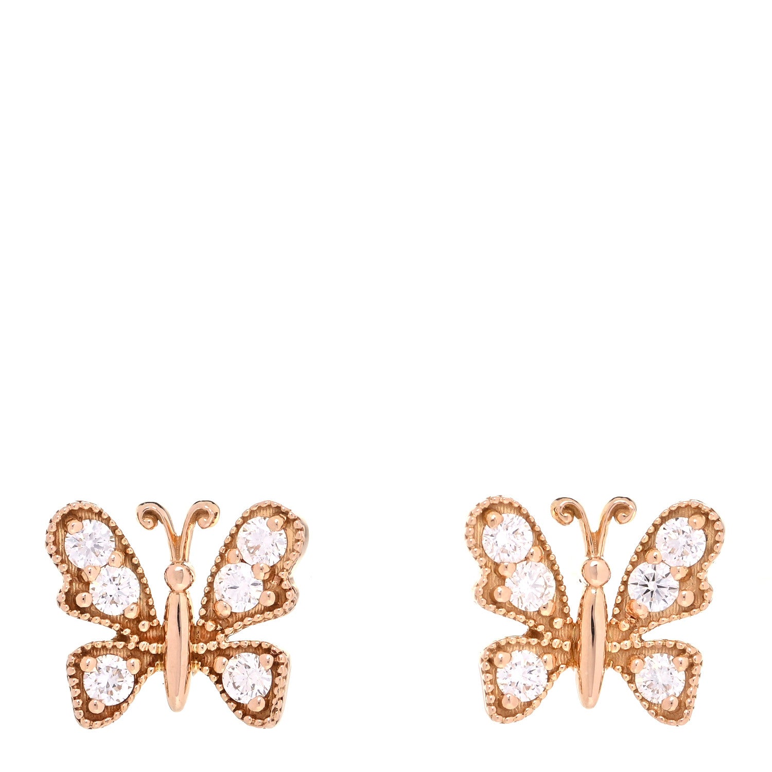 Roberto Coin 18K Rose Gold Diamond Butterfly Earrings 1 of 5