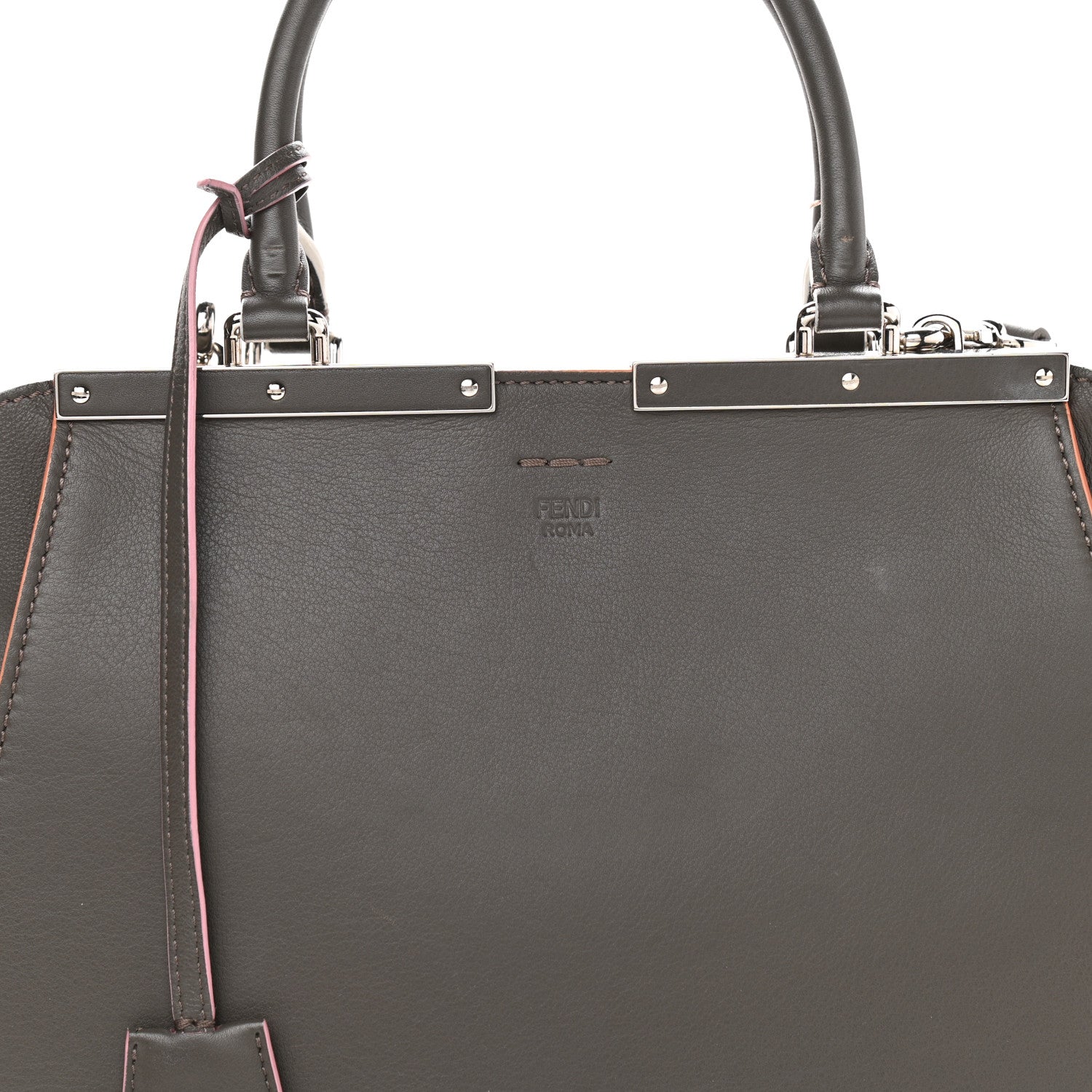 Fendi Vitello Dolce Century Petite 3Jours Tote Carbone 10 of 17