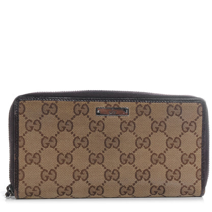 Gucci Monogram Metal Bar Zip Around Wallet Dark Brown 1 of 9