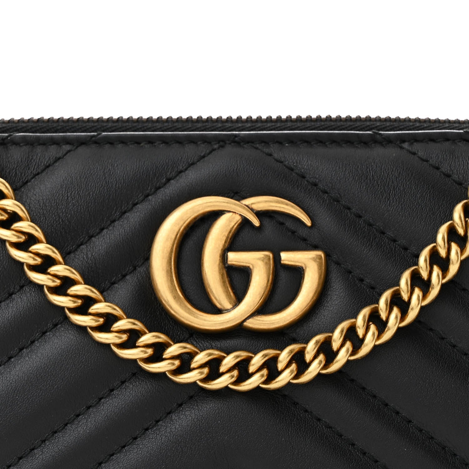 Gucci Calfskin Matelasse Mini GG Marmont Chain Bag Black 8 of 10