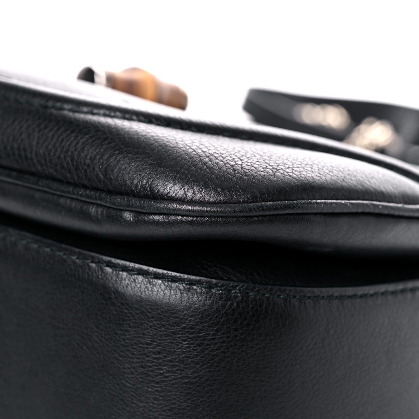Calfskin Large New Bamboo Top Handle Bag Black