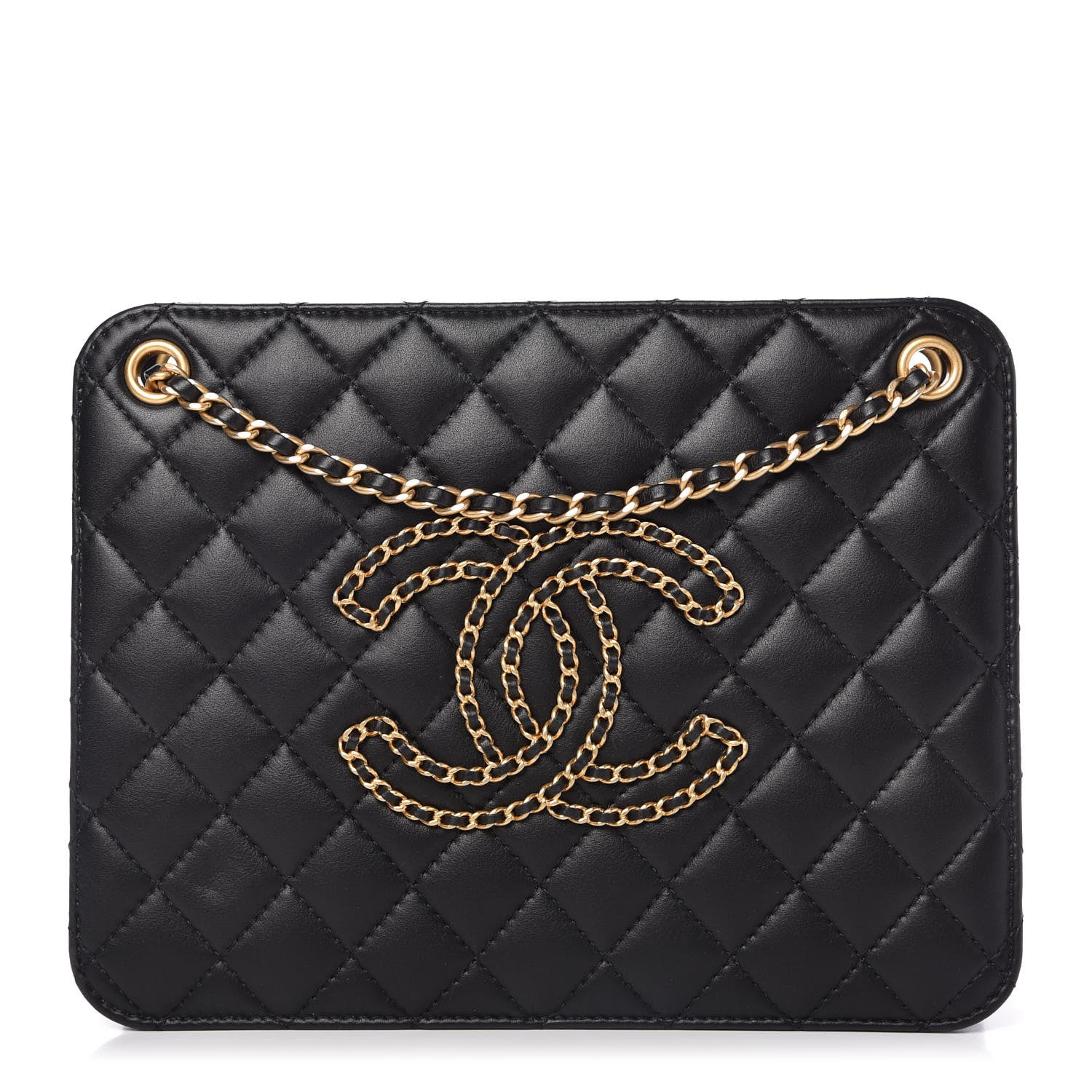 Chanel Calfskin Quilted CC Chain Accordion Tote Black 1 of 12
