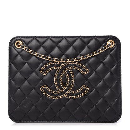 Chanel Calfskin Quilted CC Chain Accordion Tote Black 1 of 12