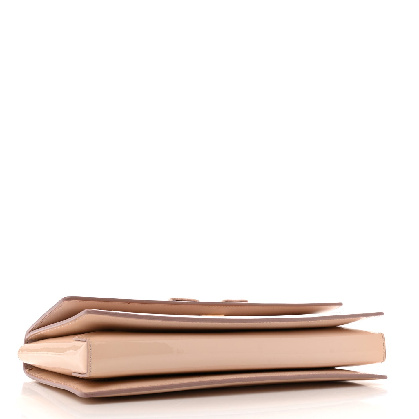 Patent Calfskin Vara Bow Chain Flap Crossbody Beige