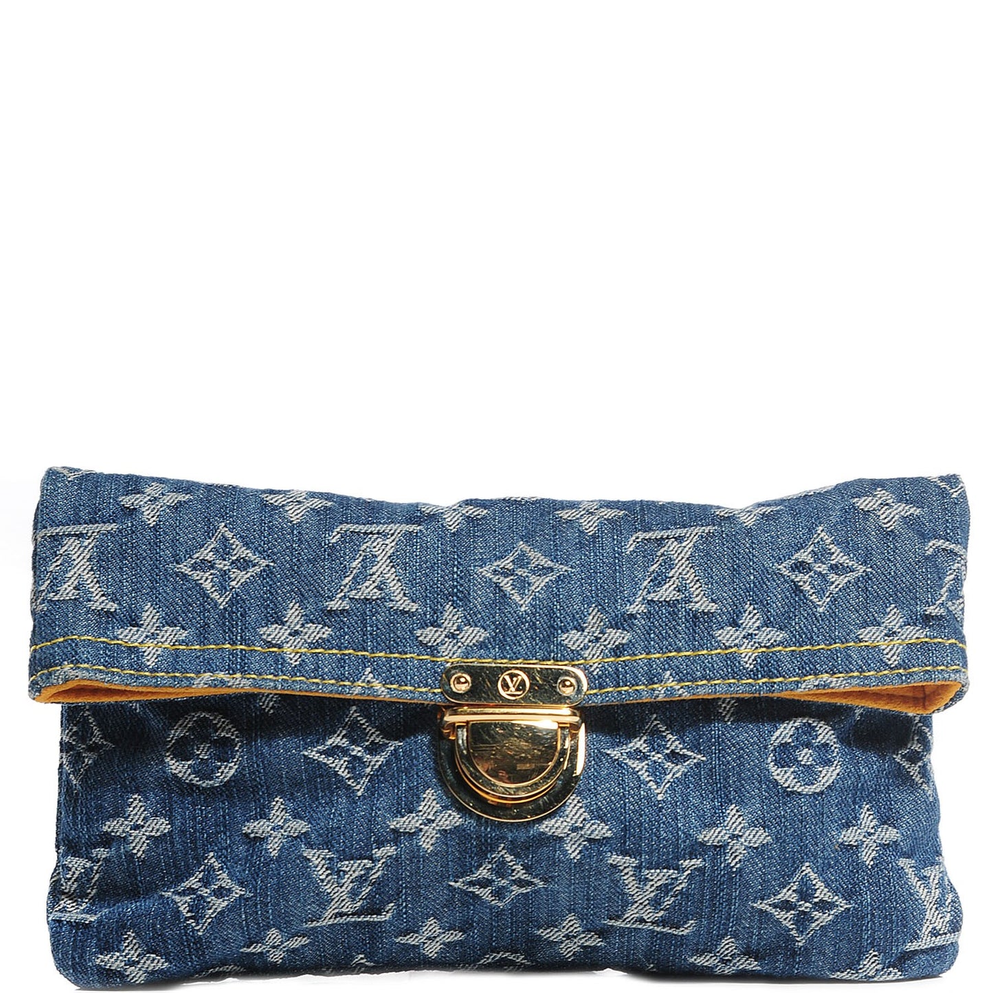 Monogram Denim Pochette Plat Clutch Blue