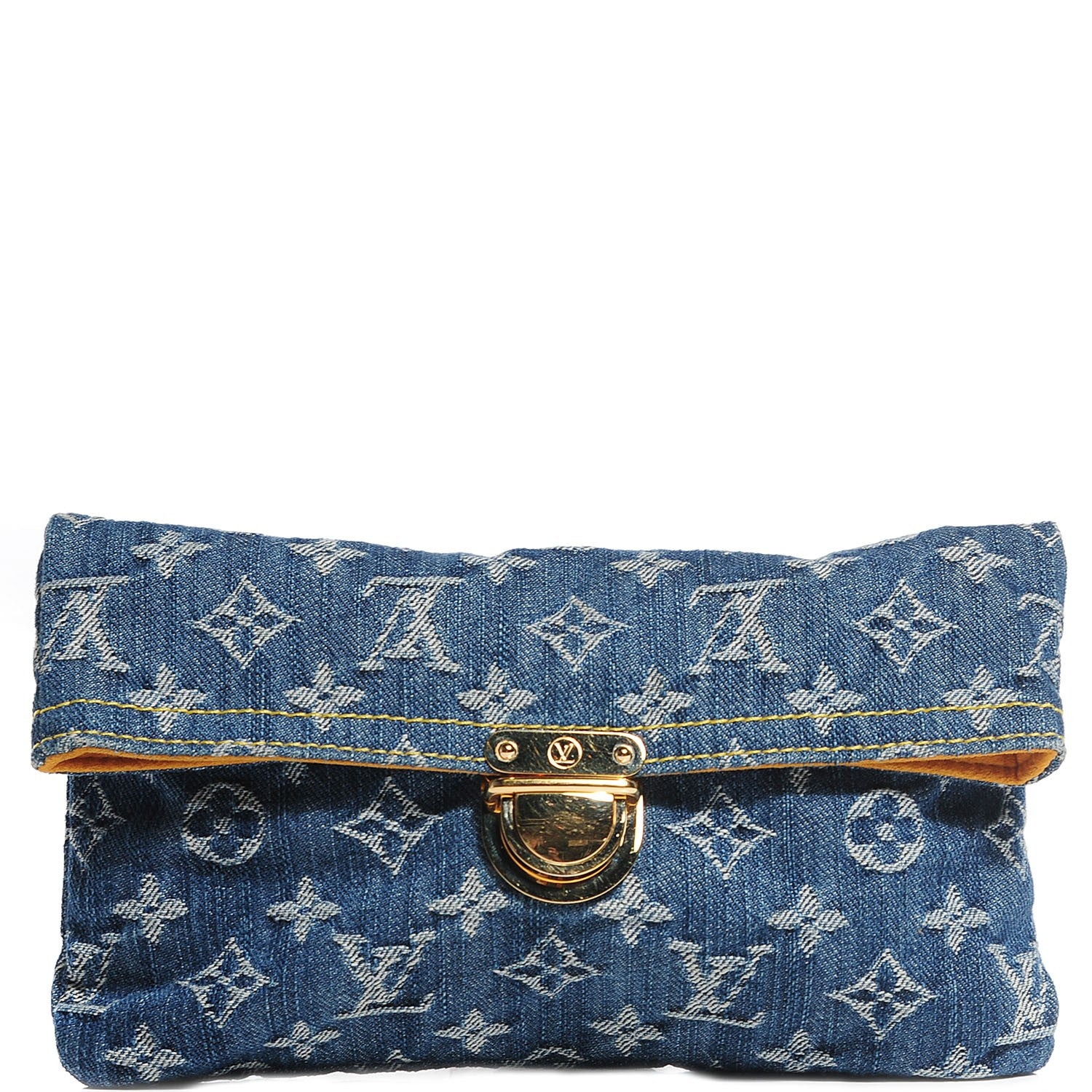 Louis Vuitton Monogram Denim Pochette Plat Clutch Blue 1 of 7