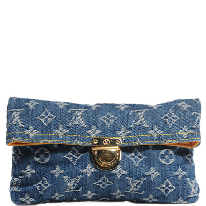 Louis Vuitton Monogram Denim Pochette Plat Clutch Blue 1 of 7