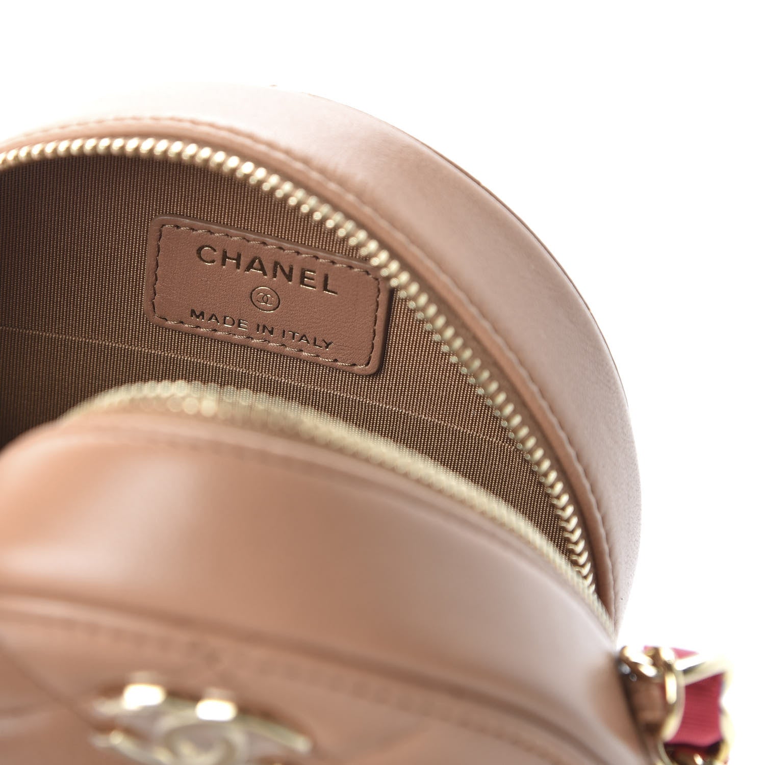 Chanel Shiny Lambskin Ribbon Quilted Round Clutch With Chain Brown 8 of 11