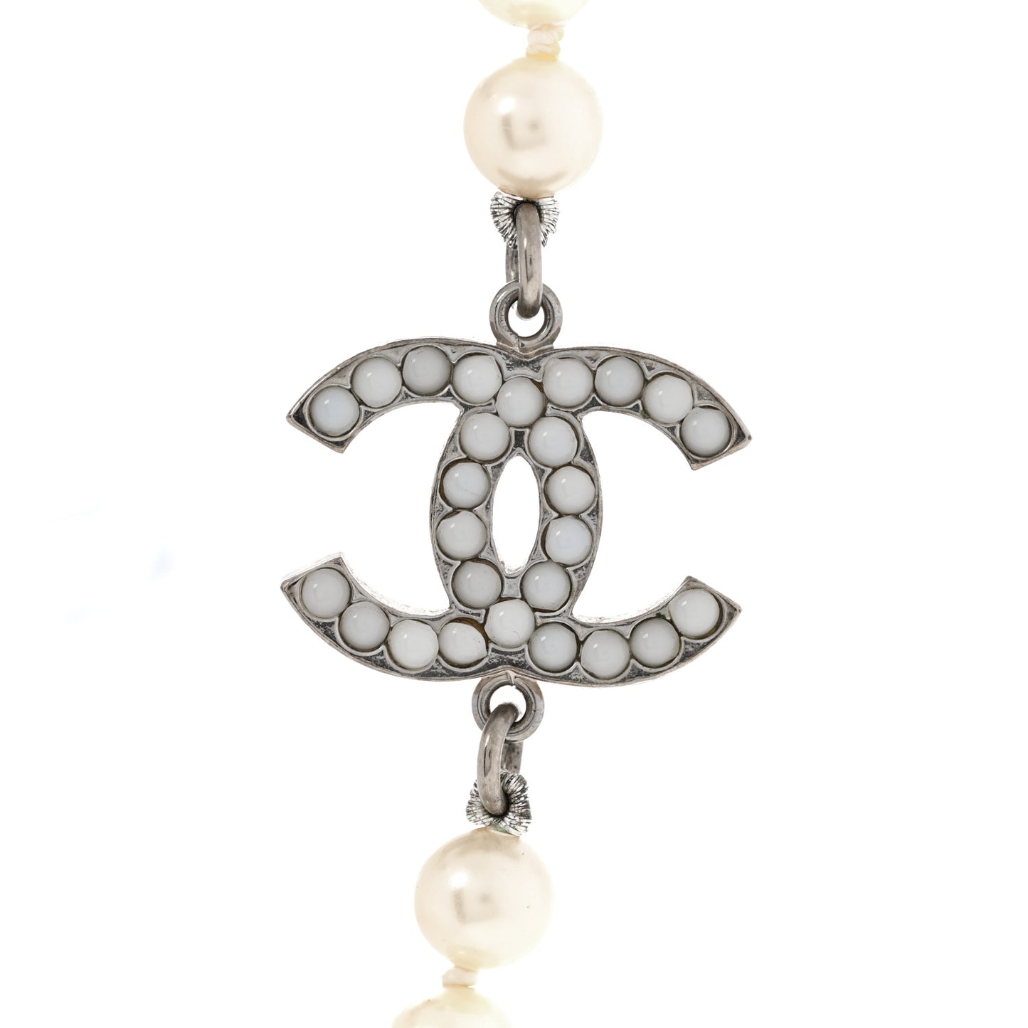 Graduated Pearl CC Long Necklace Gold