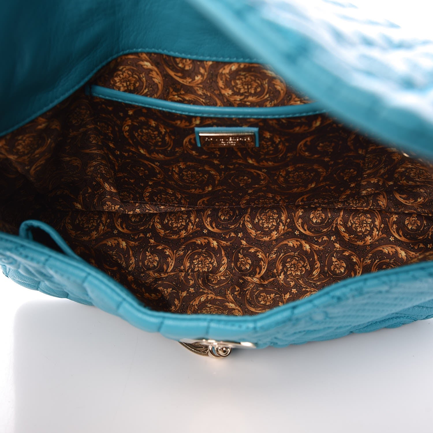 Versace Nappa Barocco Quilted Vanitas Medea Shoulder Bag Blue 5 of 7