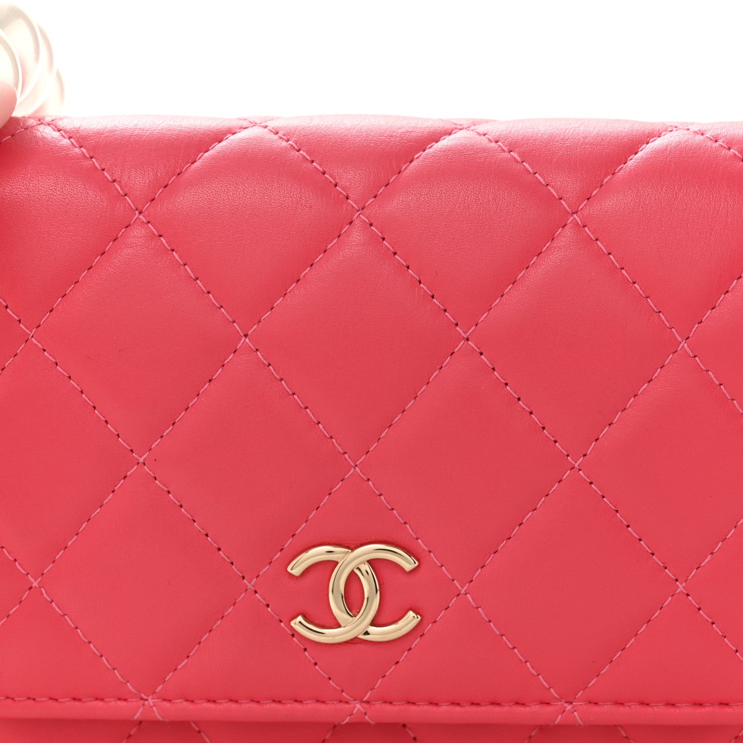 Chanel Calfskin Quilted Mini Maxi Pearls Wallet On Chain WOC Pink 8 of 10