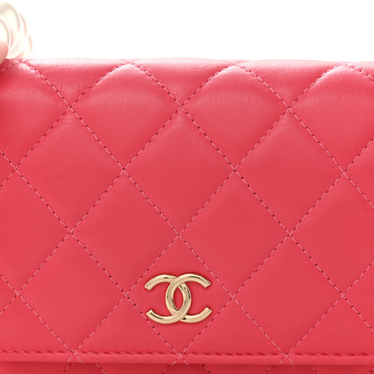 Chanel Calfskin Quilted Mini Maxi Pearls Wallet On Chain WOC Pink 8 of 10